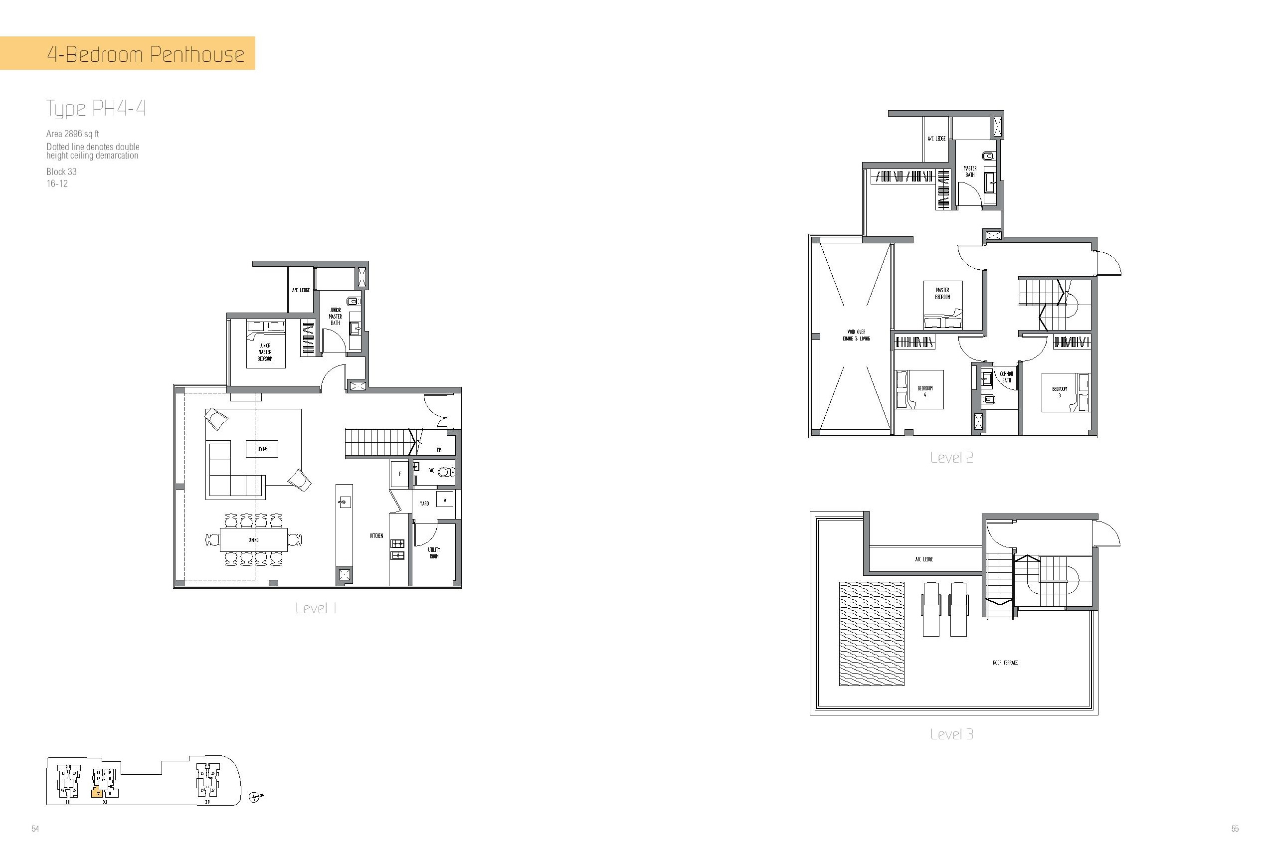 Sennett Residence 4 Bedroom Penthouse Type PH4-4 Floor Plan