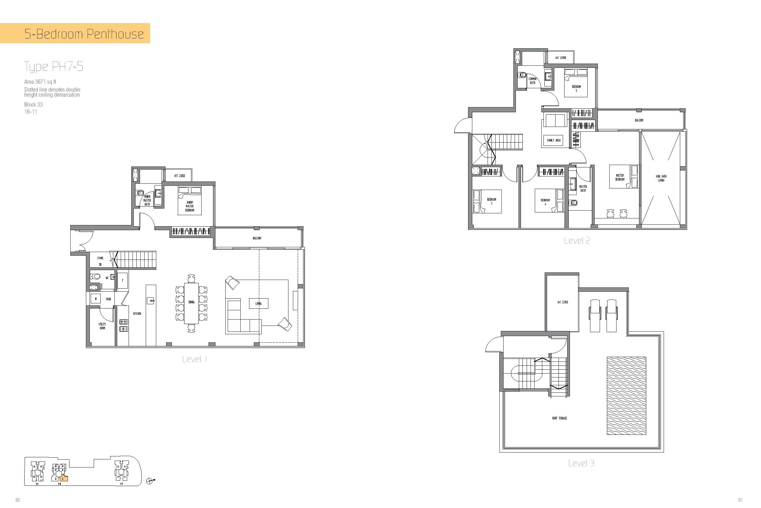 Sennett Residence 5 Bedroom Penthouse Type PH7-5 Floor Plan
